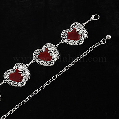 Catenina con maglie in lega e resina epossidica e cuore rosso scuro a forma di rosa per la vita e la pancia delle donne&nbsp;FS-WG123DD-01