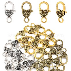 10 fermoir mousqueton en forme de cœur de style tibétain&nbsp;FIND-YW0009-77AB