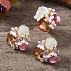 Elegante Vintage-Sets mit Ohrsteckern und Ringen aus Emaille mit Blumenmuster&nbsp;XH9844