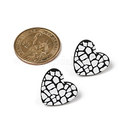 Pendientes de botón con estampado acrílico de corazón para mujer&nbsp;EJEW-G418-01F