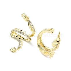 Gestellplattierter Manschettenohrring aus Messing mit Mikropavé-Kubikzirkonia&nbsp;EJEW-C086-16G