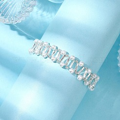 Bracciali in perle acriliche e perline di vetro imitate con fermagli a moschettone in acciaio inossidabile 304 per le donne&nbsp;BJEW-JB10199-02
