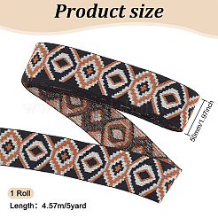 5 mètre de cordon/bande élastique plate en polyester brodée de style ethnique&nbsp;SRIB-FG0001-11A