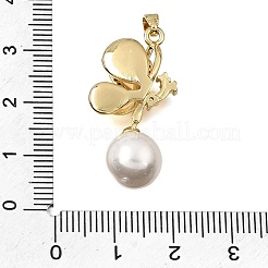 Ciondoli in ottone con micro pavé di zirconi cubici trasparenti e perle sintetiche in ABS&nbsp;CU-CBAA556-03B