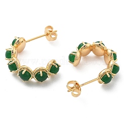 Pendientes de latón y vidrio verde&nbsp;EJEW-G415-01A-G