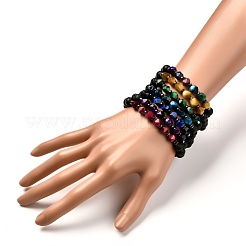 Ensemble de bracelets extensibles en perles d'oeil de tigre naturelles teintes et chauffées&nbsp;BJEW-JB06651