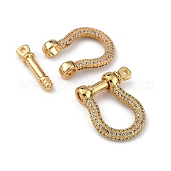Messing Micro Pave klare Zirkonia D-Ring Anker Schäkel Verschlüsse&nbsp;ZIRC-S066-052-NF