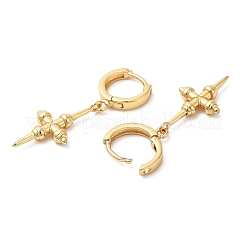 Pendientes de aro cruzados de latón chapado en rack&nbsp;EJEW-D061-13G
