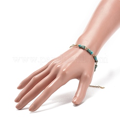 Armband aus natürlichem Imperialjaspis (gefärbt) mit Bambusperlen und goldenen 304 Edelstahlketten für Damen&nbsp;BJEW-JB09028