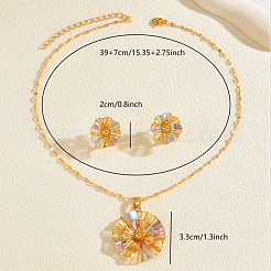 Vintage-Ohrstecker und Halsketten-Sets aus Messingblumen im Vintage-Stil für Damen&nbsp;NK5083