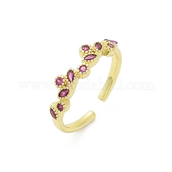 Manschettenringe aus Messing und Glas mit Blumen für Damen&nbsp;RJEW-S400-01G