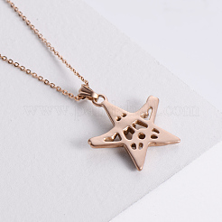 Vintage Gothic Edelstahl Skelett Pentagramm Anhänger Halsketten für Frauen und Männer&nbsp;DG5825
