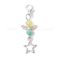 Decorazioni pendenti in lega e vetro stile tibetano a forma di angelo&nbsp;HJEW-JM03165-01