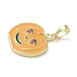 Pendentifs en laiton à micro pavé de zircones cubiques et émail sur le thème d'Halloween&nbsp;KK-L248-04G-01