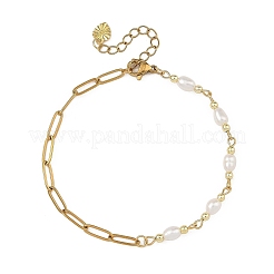 Bracelets en perles naturelles polies sur les deux faces&nbsp;BJEW-JB14234-03
