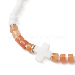 Bracelets extensibles en pierres précieuses naturelles et perles de verre&nbsp;BJEW-JB13306