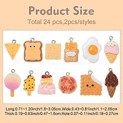 24pcs 12 styles de pendentifs en résine opaque&nbsp;CRES-YW0001-34