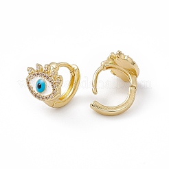 Orecchini a cerchio malocchio in zirconia cubica trasparente con smalto&nbsp;EJEW-I270-12G-05