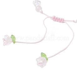 Pulseras de cuentas trenzadas de cuentas de cuarzo rosa natural&nbsp;BJEW-MZ00167-05