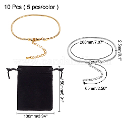10 bracelet à chaîne serpent en acier inoxydable 304&nbsp;BJEW-AR0001-02