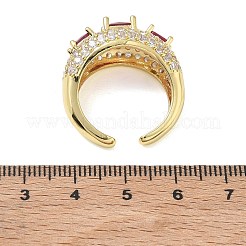 Offene Manschettenringe aus Messing mit Mikropavé und Zirkonia für Damen&nbsp;RJEW-L343-13G-06