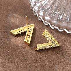 Pendientes de tuerca de circonio cúbico con micro pave de latón&nbsp;KK-Z166-03G