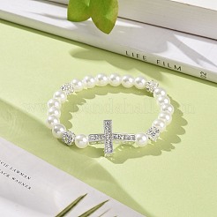 Alliage strass religion croix bracelets&nbsp;BJEW-JB09096