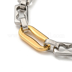 Bracelet à maillons ovales et rectangulaires en acier inoxydable 201 bicolore avec placage ionique (IP)&nbsp;BJEW-B078-14GP