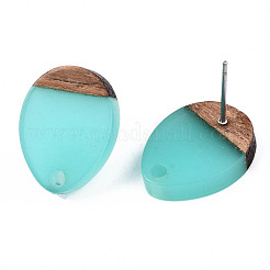 Accessoires de boucles d'oreilles en résine et bois de noyer&nbsp;MAK-N032-006A-A01