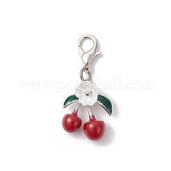 Pendentifs en alliage émaillé en forme de cerise&nbsp;HJEW-JM04104