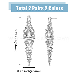 2 Paar Ohrstecker mit Strass-Blumen in zwei Farben&nbsp;EJEW-FI0002-43