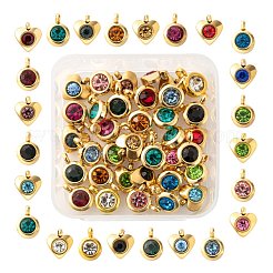36 Stück 12 Farben 304 Edelstahl Strass Charms&nbsp;STAS-LS0001-29G