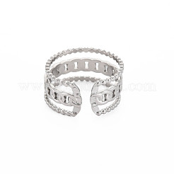 Anello polsino aperto a forma di catena a maglie in acciaio inossidabile 304 anti-ossidazione per donna&nbsp;RJEW-S405-228P