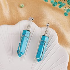 Synthetische türkisfarbene Kugel-Ohrstecker&nbsp;EJEW-PH01406-02