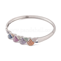 Messing Pavé bunte Zirkonia Scharnier Armreifen für Frauen&nbsp;BJEW-S147-32P-C