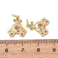 Breloques en laiton avec zircone cubique de micro pave&nbsp;KK-D019-24G