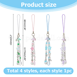 4 Stück Handygurte aus Acryl und Glas&nbsp;HJEW-HS00026