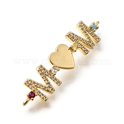 Ciondoli per la festa della mamma a forma di cuore con micro pavé di zirconi cubici in ottone&nbsp;KK-Z155-03G-02