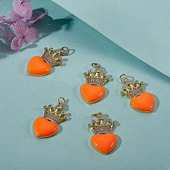 5pcs pendentifs en laiton micro pavé de zircone cubique écologiques&nbsp;ZIRC-SZ0003-08B