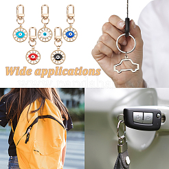 5 pendentif rond plat de style 5 avec décorations en alliage émaillé contre le mauvais œil&nbsp;KEYC-AR0001-19