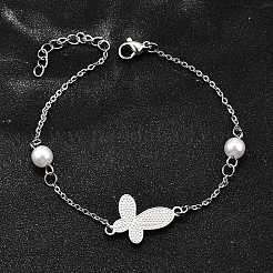 Bracelets à maillons papillon en acier inoxydable 304&nbsp;BJEW-C098-01D-P