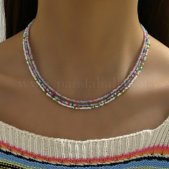 3 pz stile bohemien fatto a mano 3 strati di collane di perline di vetro rotonde per le donne in vacanza&nbsp;HM8035