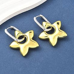 Orecchini a cerchio in ottone con stella da donna&nbsp;EJEW-U057-06C-03GP