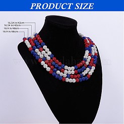 Colliers de perles rondes en argile polymère et strass&nbsp;NJEW-SW00049-01