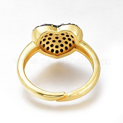 Anneaux de manchette cœur en zircone cubique micro pavé en laiton&nbsp;RJEW-N031-15