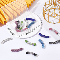 16 Stück 8 Stil Messing Strass & Polymer Clay Strass gebogene Röhrenperlen&nbsp;RB-SC0001-07