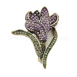 Spille in lega di strass a forma di tulipano per vestiti da zaino&nbsp;JEWB-M069-02AG-01
