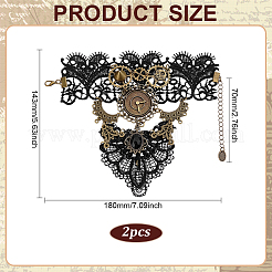 2 bracciale con anello in pizzo di poliestere&nbsp;BJEW-ME0001-25