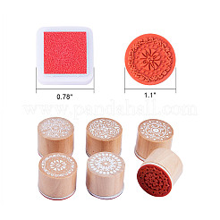 Tampons en bois à motif floral&nbsp;AJEW-BC0004-01