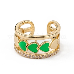 Polsino aperto a cuore smaltato con zirconi chiari&nbsp;RJEW-L100-027G